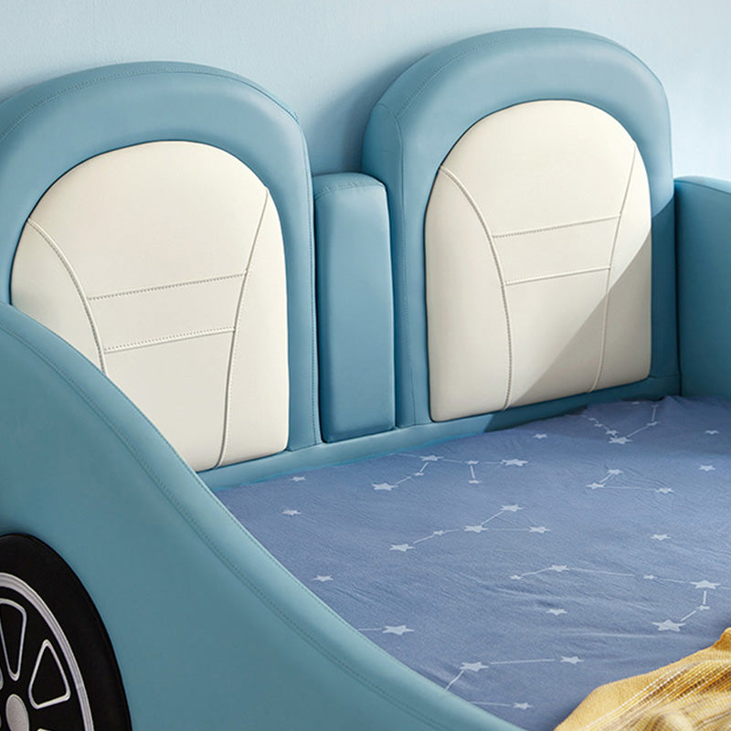 Leather Modern Cars Kids Bed Upholstered Headboard Panel Bed