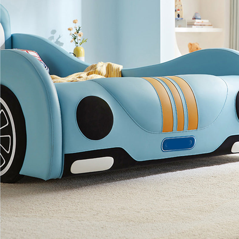 Leather Modern Cars Kids Bed Upholstered Headboard Panel Bed