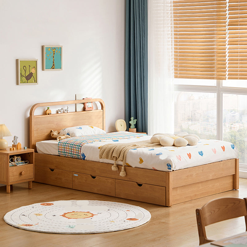 No Theme Panel Bed Modern Solid Wood Standard Bed with Storage