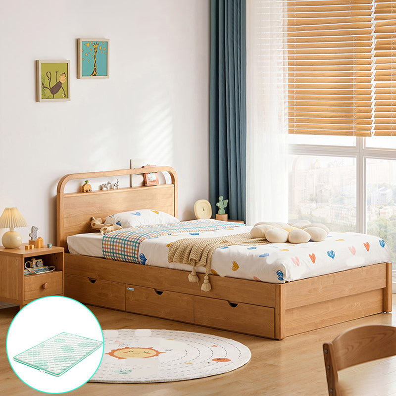 No Theme Panel Bed Modern Solid Wood Standard Bed with Storage