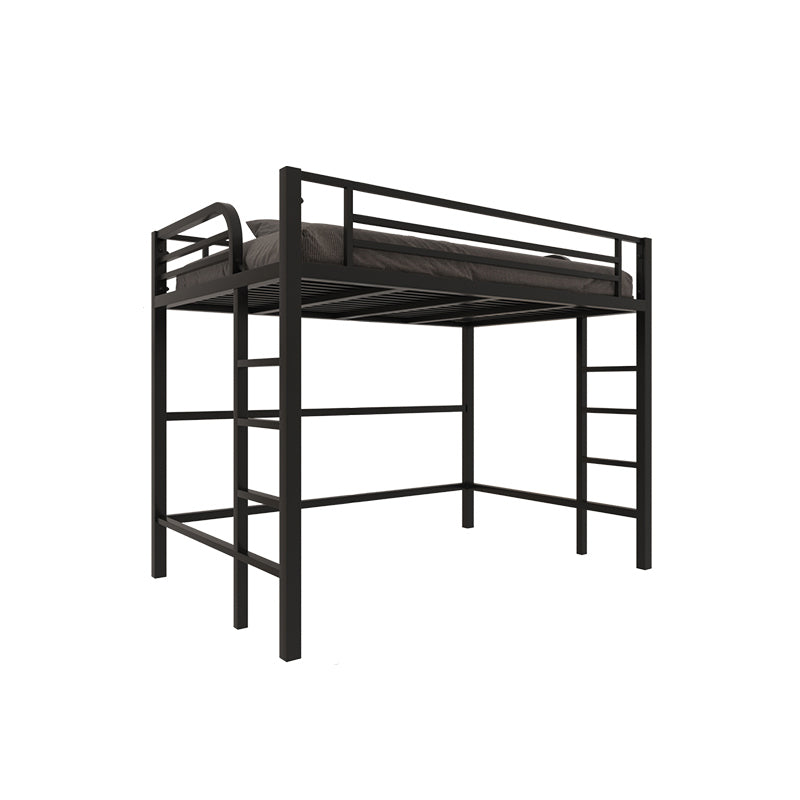 Modern Built-In Ladder Loft Bed Headboard Bed with Guardrail