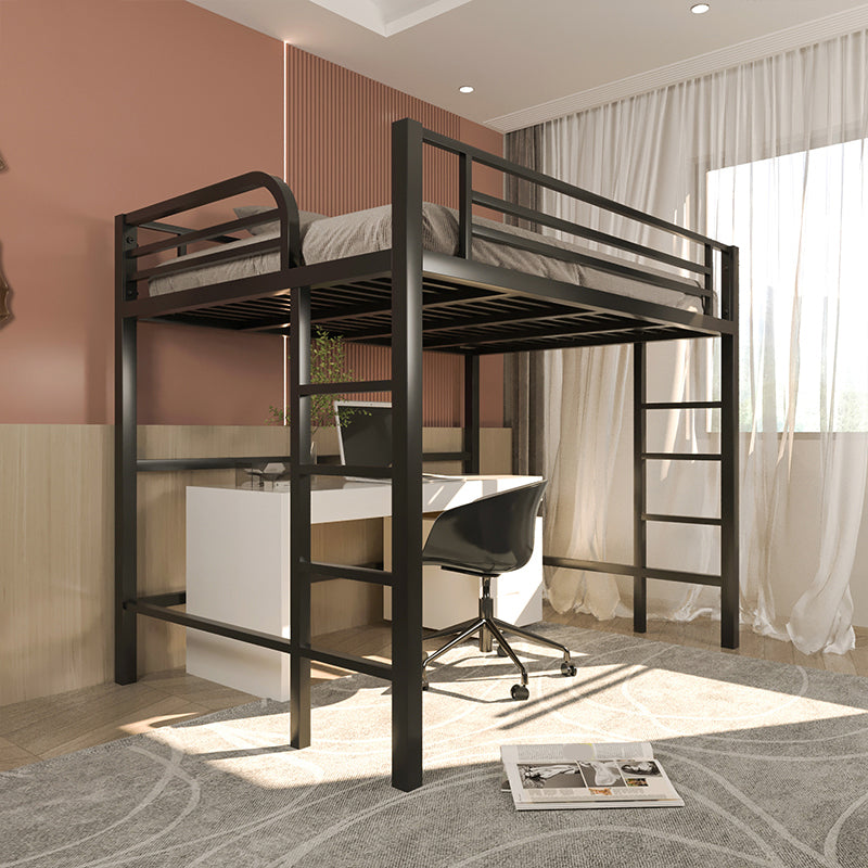 Modern Built-In Ladder Loft Bed Headboard Bed with Guardrail