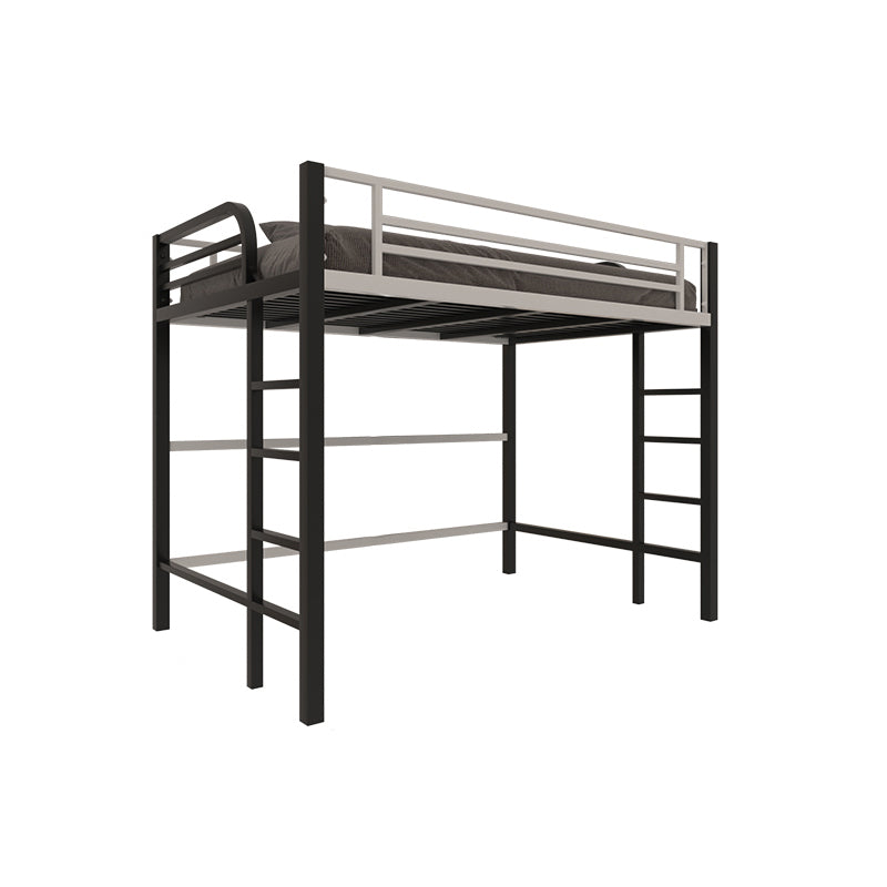 Modern Built-In Ladder Loft Bed Headboard Bed with Guardrail