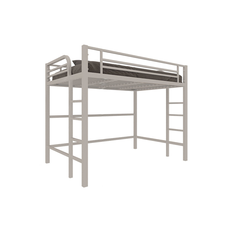 Modern Built-In Ladder Loft Bed Headboard Bed with Guardrail