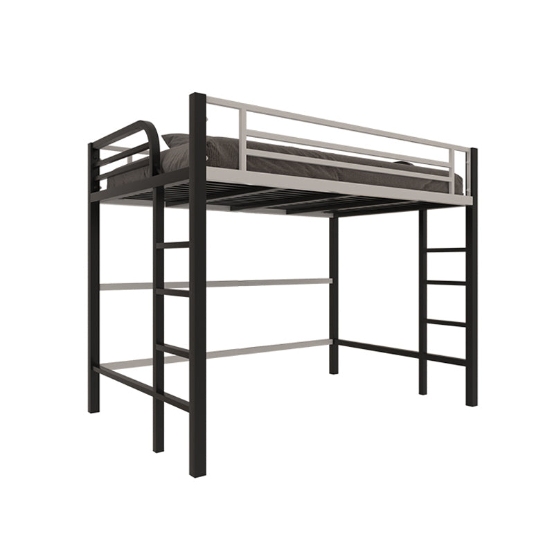 Modern Built-In Ladder Loft Bed Headboard Bed with Guardrail