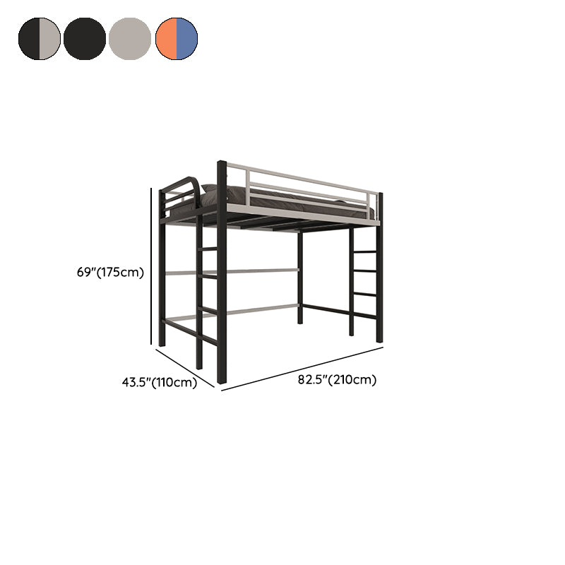 Modern Built-In Ladder Loft Bed Headboard Bed with Guardrail