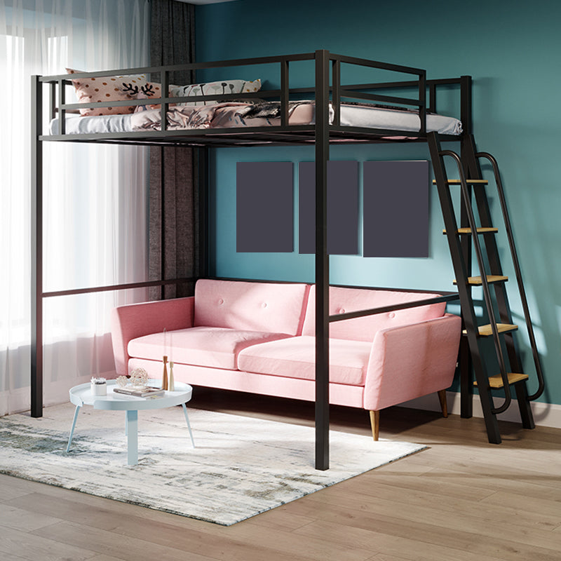 Built-In Ladder Guardrail Loft Bed Headboard Bed with Footboard