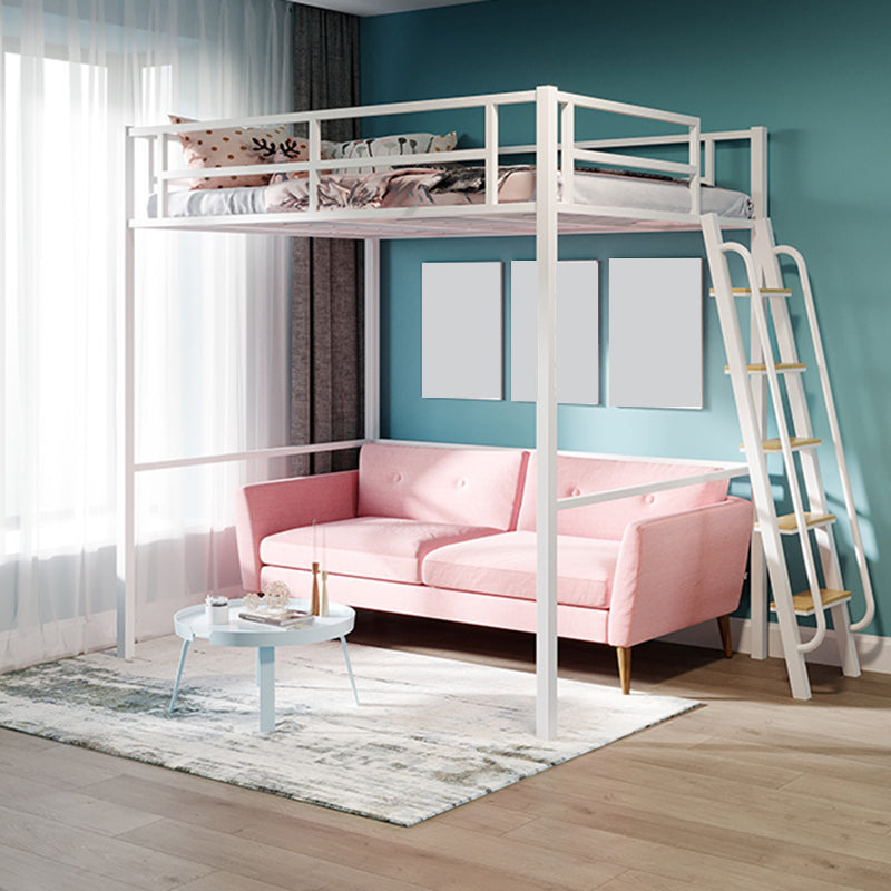 Built-In Ladder Guardrail Loft Bed Headboard Bed with Footboard