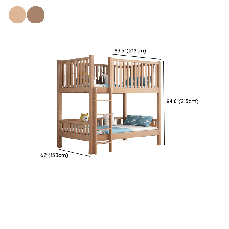 Contemporary Solid Wood Bunk Bed Natural Loft Bed with Guardrail