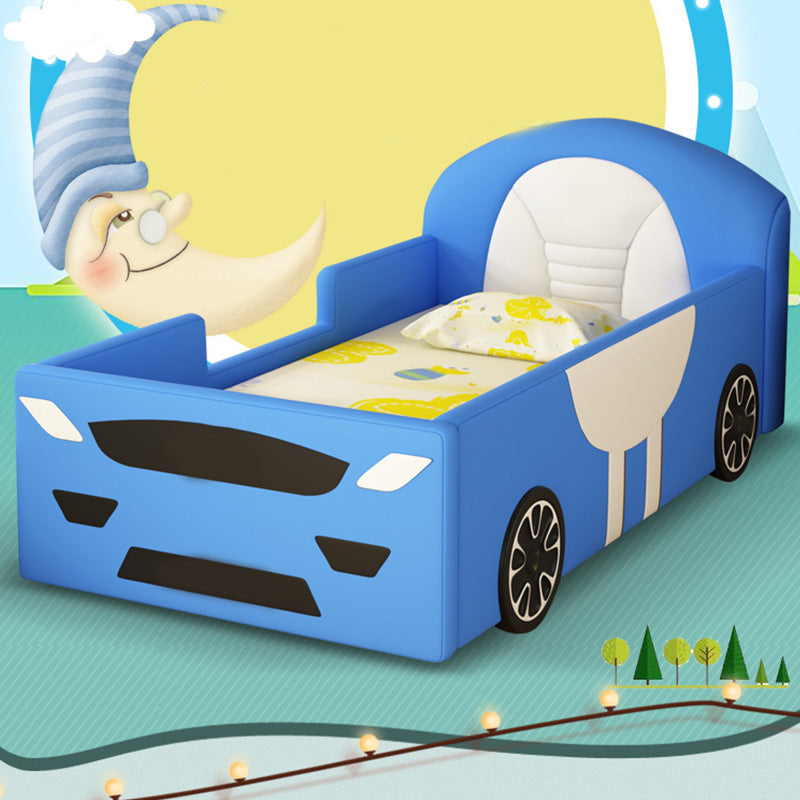 Contemporary Blue Bed with Storage and Headboard Cars Theme Bed