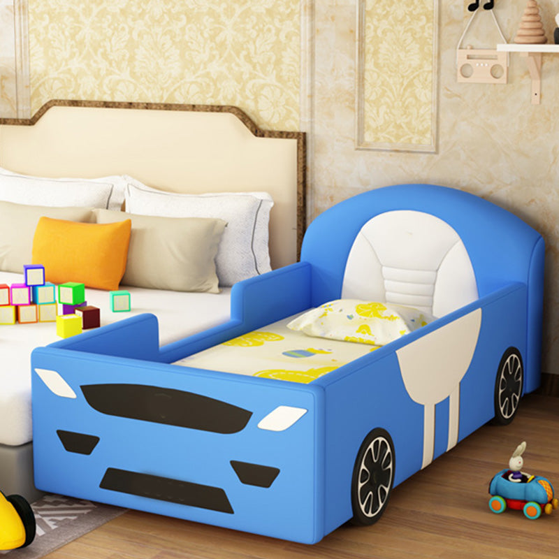 Contemporary Blue Bed with Storage and Headboard Cars Theme Bed