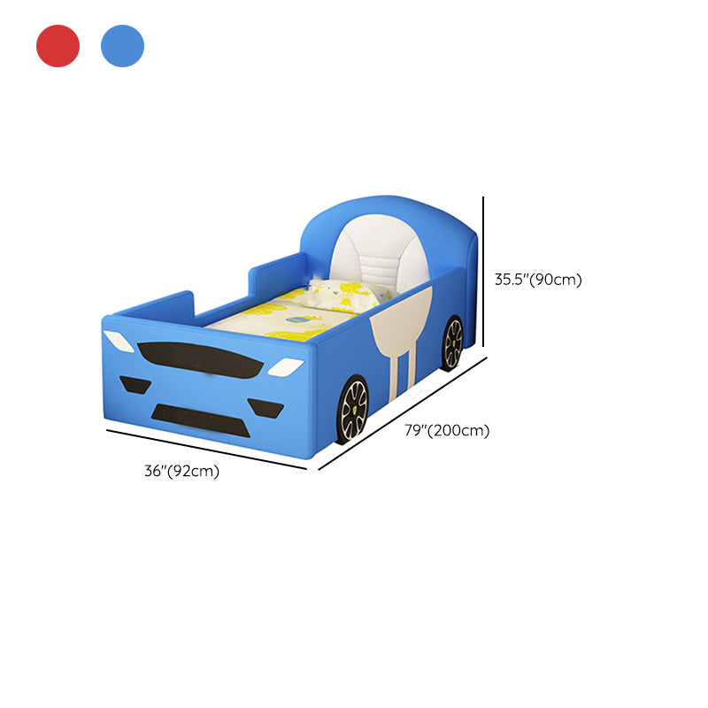 Contemporary Blue Bed with Storage and Headboard Cars Theme Bed