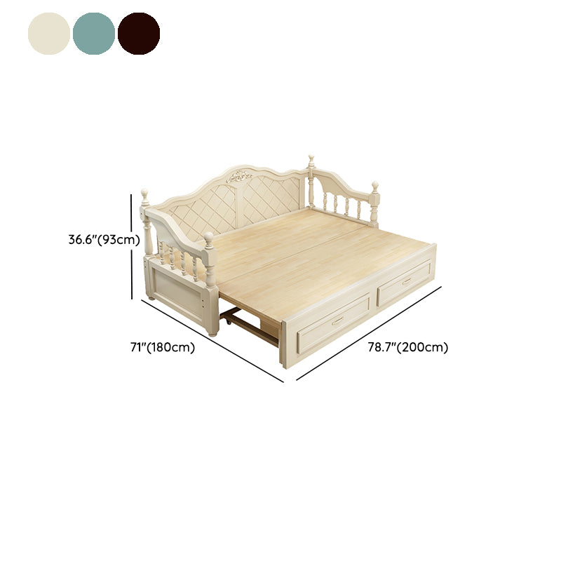 French Style Solid Wood Kid Bed Panel Headboard Daybed with Storage