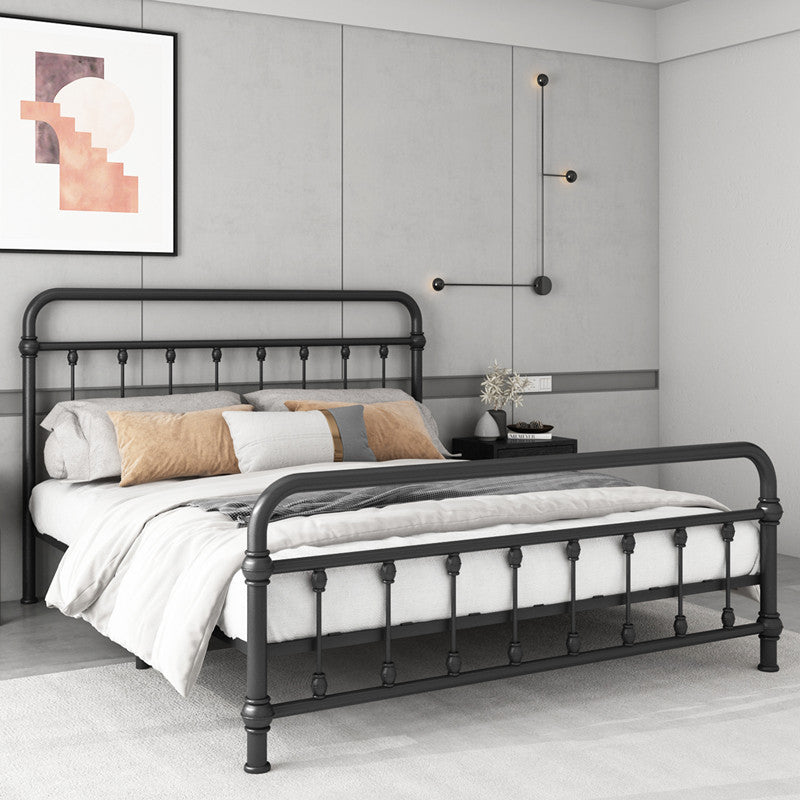 Contemporary Iron Base Standard Bed with Open-Frame Headboard