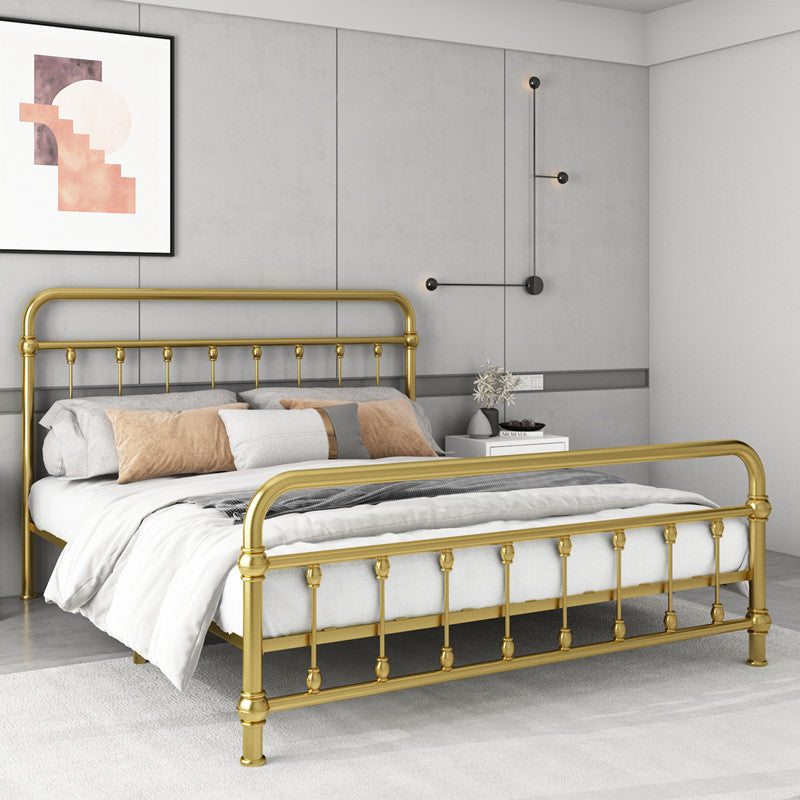 Contemporary Iron Base Standard Bed with Open-Frame Headboard