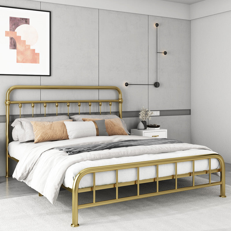 Contemporary Iron Base Standard Bed with Open-Frame Headboard