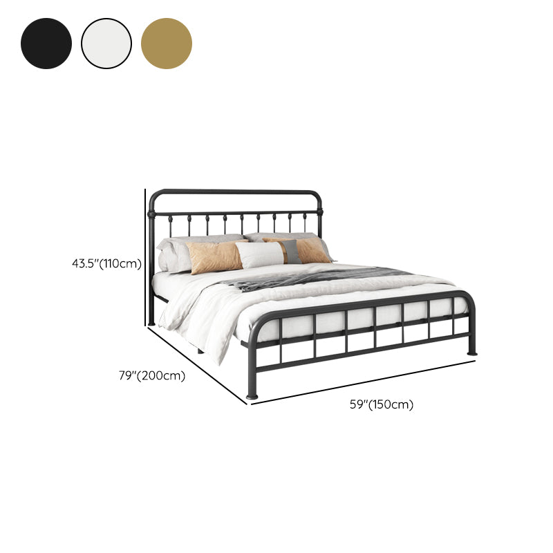 Contemporary Iron Base Standard Bed with Open-Frame Headboard