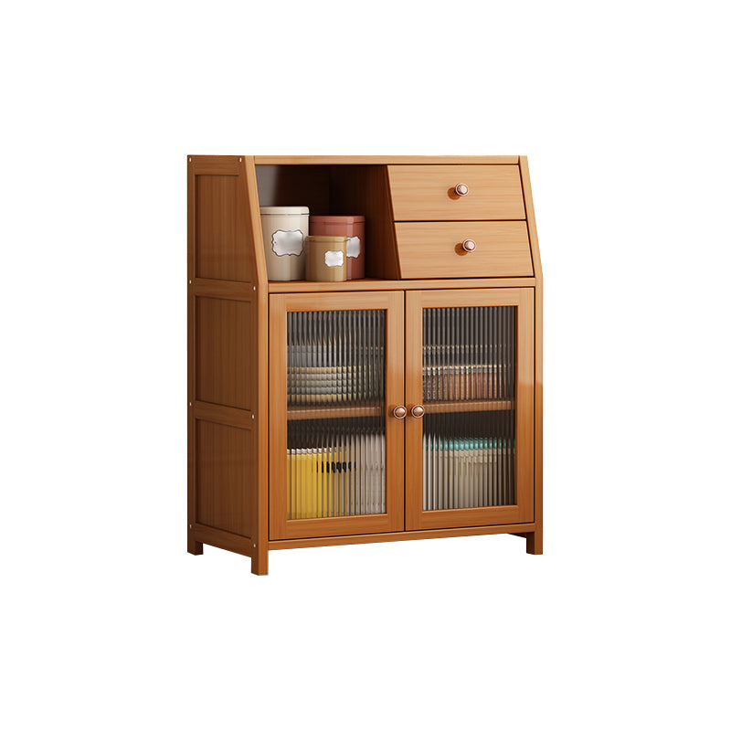 Brown Bamboo Dining Server Contemporary Sideboard Cabinet for Kitchen