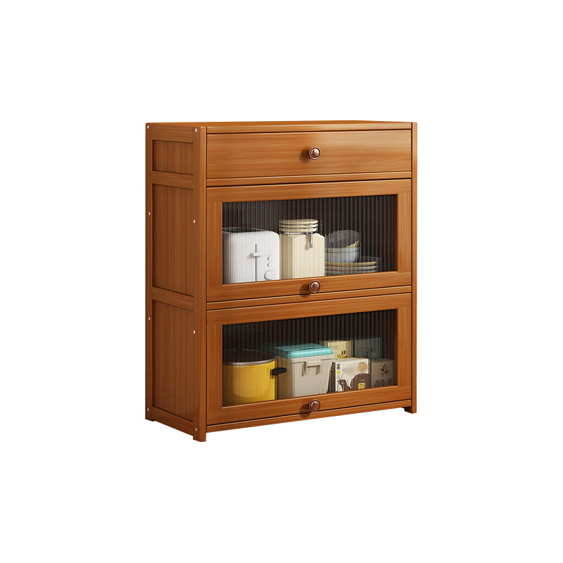 Brown Bamboo Dining Server Contemporary Sideboard Cabinet for Kitchen