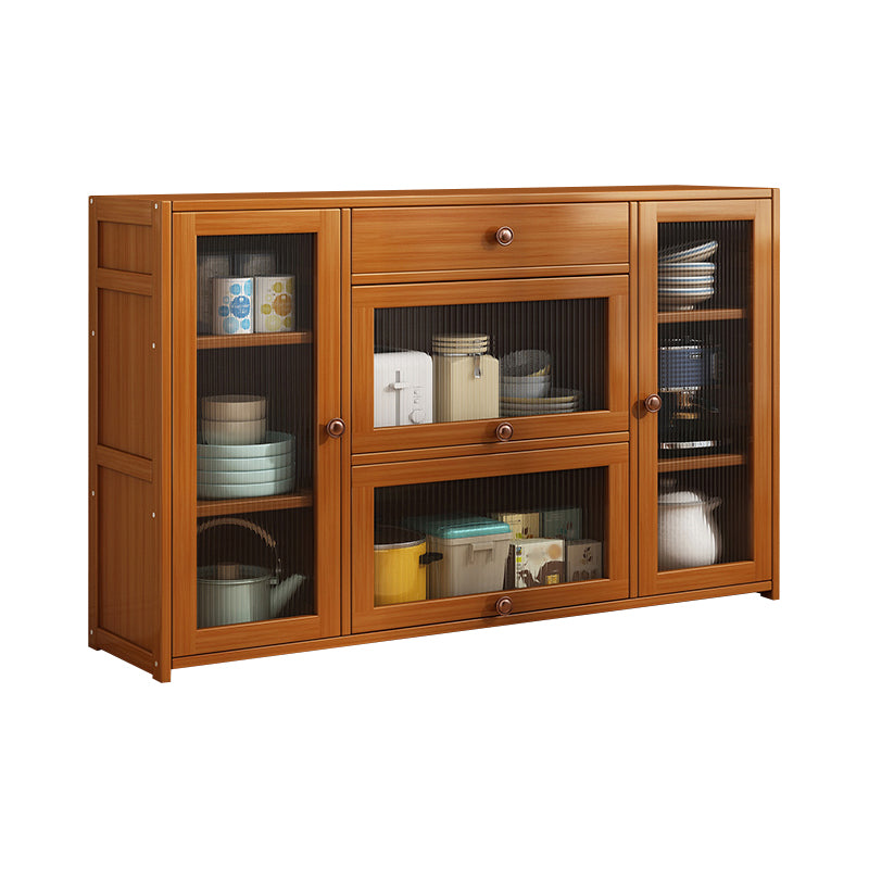 Brown Bamboo Dining Server Contemporary Sideboard Cabinet for Kitchen