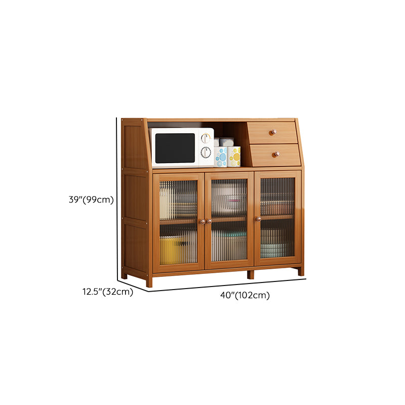 Brown Bamboo Dining Server Contemporary Sideboard Cabinet for Kitchen