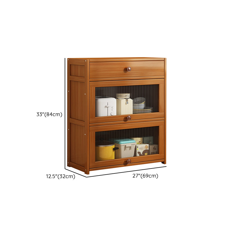 Brown Bamboo Dining Server Contemporary Sideboard Cabinet for Kitchen