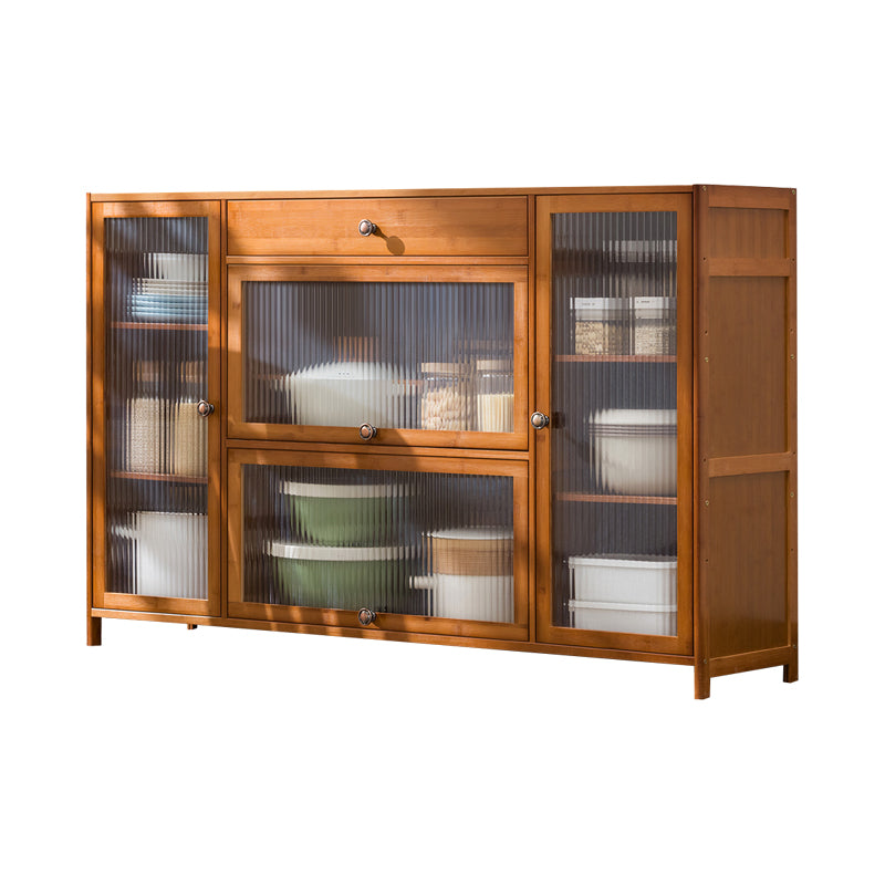 Brown Bamboo Dining Server Contemporary Sideboard Cabinet with Drawer