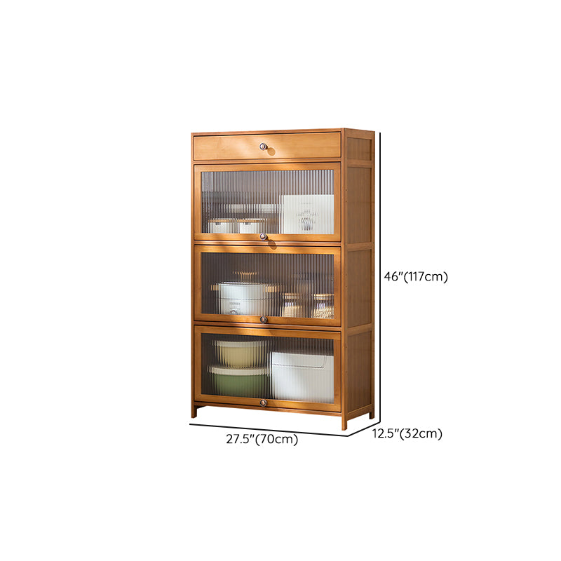 Brown Bamboo Dining Server Contemporary Sideboard Cabinet with Drawer