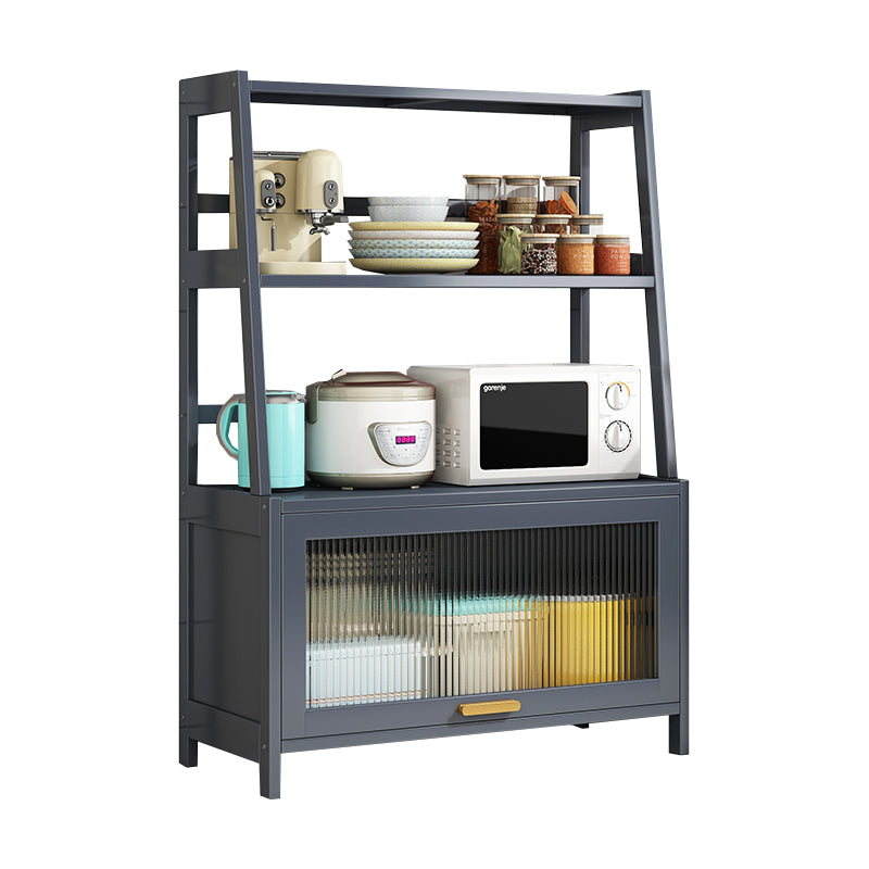 Grey Bamboo Dining Server 2 Shelves Glam Buffet Server for Kitchen