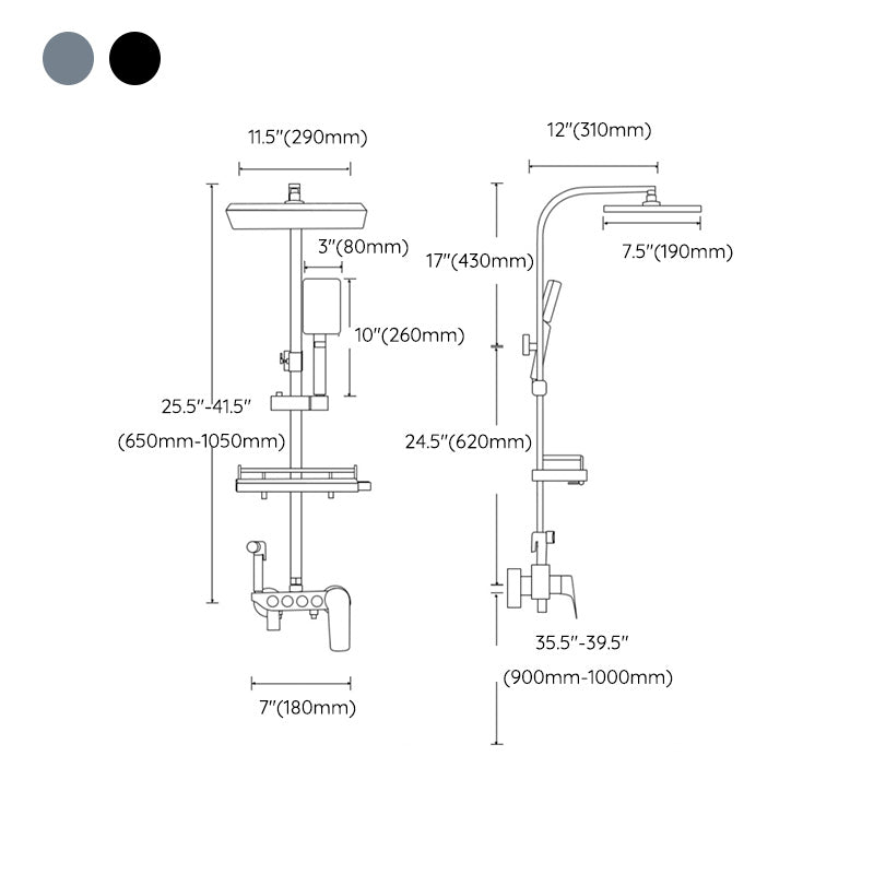 Modern Shower Set Solid Color Valve Included Bath Tub and Shower Head Set