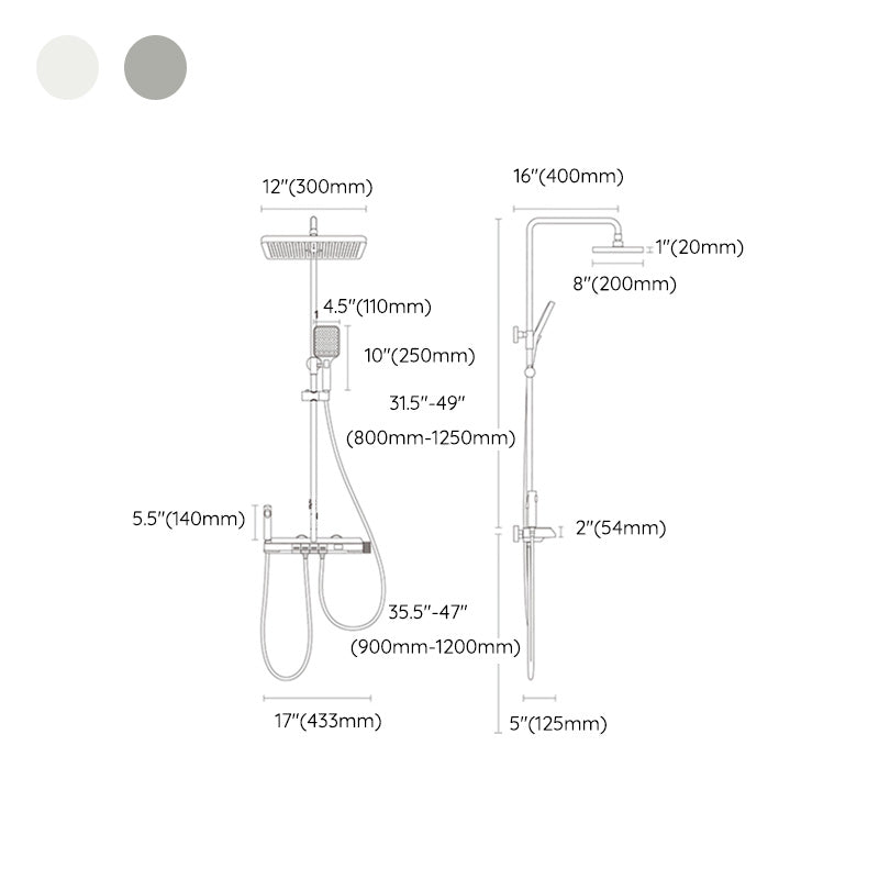 Shower Set Slide Bar Included Pure Color Wall Mounted Shower Head Combo