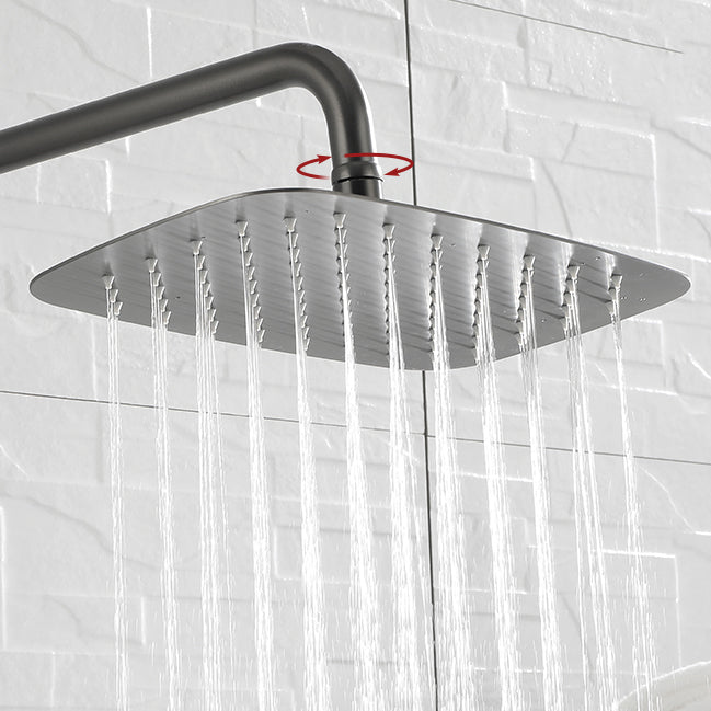 Grey Shower Set Knob Handle Handshower Wall Mounted Square Swivel Shower Set