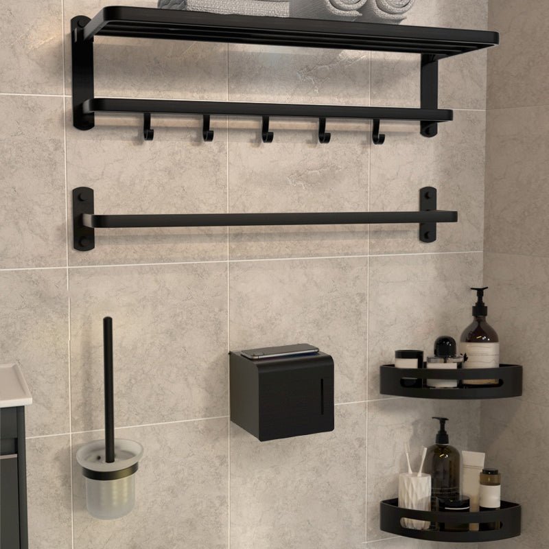 Modern Bathroom Accessory Kit Black Paper Holder Bath Shelf Bath Hardware Set