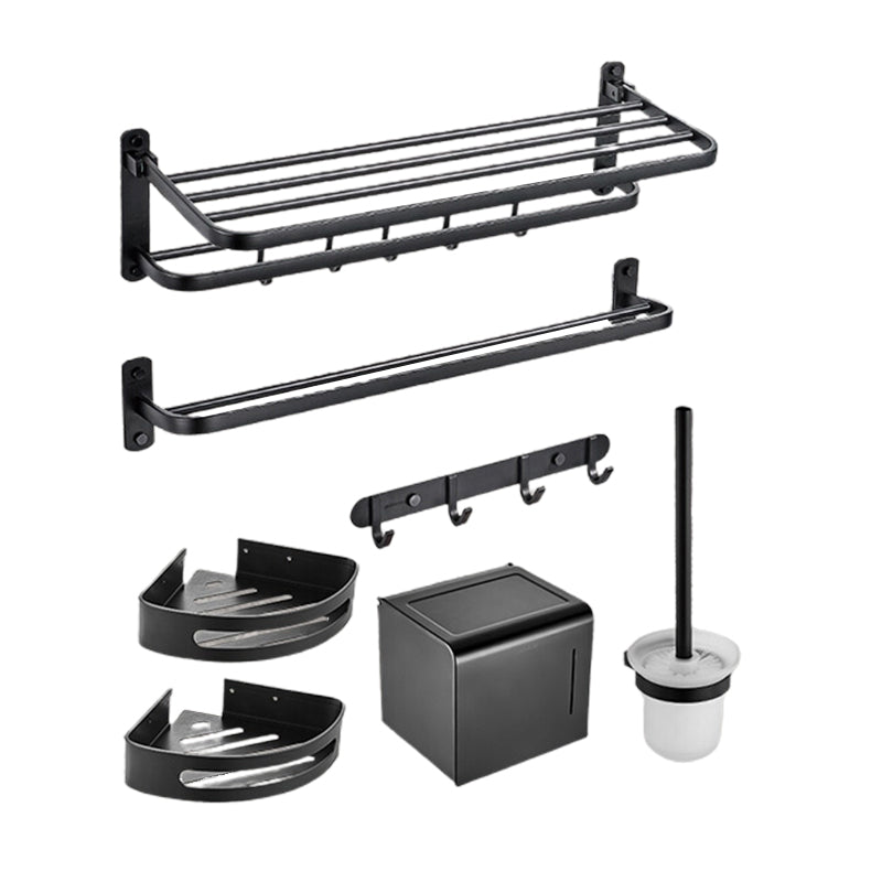 Modern Bathroom Accessory Kit Black Paper Holder Bath Shelf Bath Hardware Set