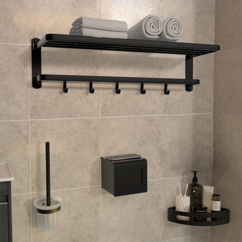 Modern Bathroom Accessory Kit Black Paper Holder Bath Shelf Bath Hardware Set