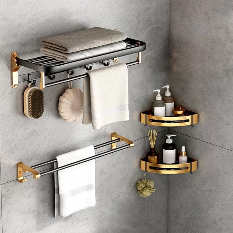 Modern Bathroom Accessory Kit Paper Holder Towel Bar Black Bath Hardware Set