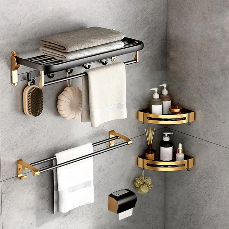 Modern Bathroom Accessory Kit Paper Holder Towel Bar Black Bath Hardware Set