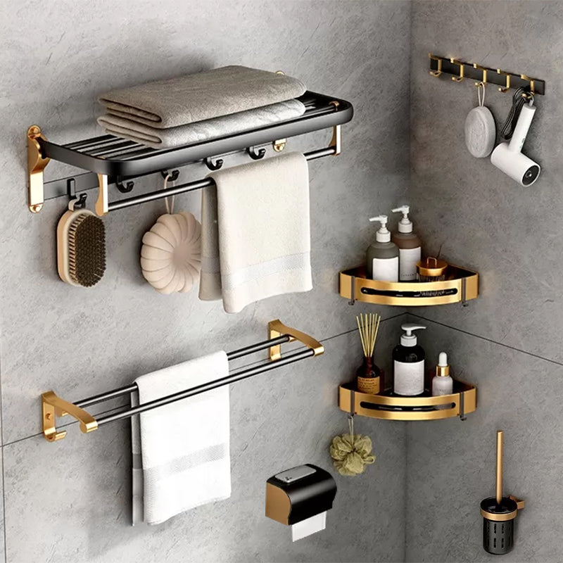 Modern Bathroom Accessory Kit Paper Holder Towel Bar Black Bath Hardware Set