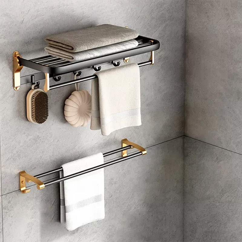 Modern Bathroom Accessory Kit Paper Holder Towel Bar Black Bath Hardware Set