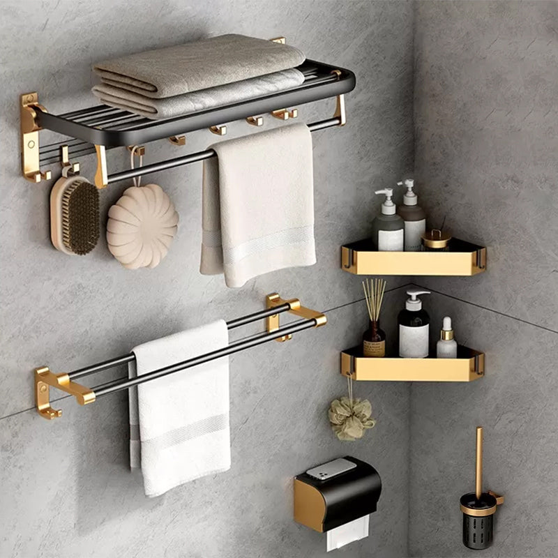 Modern Bathroom Accessory Kit Paper Holder Towel Bar Black Bath Hardware Set