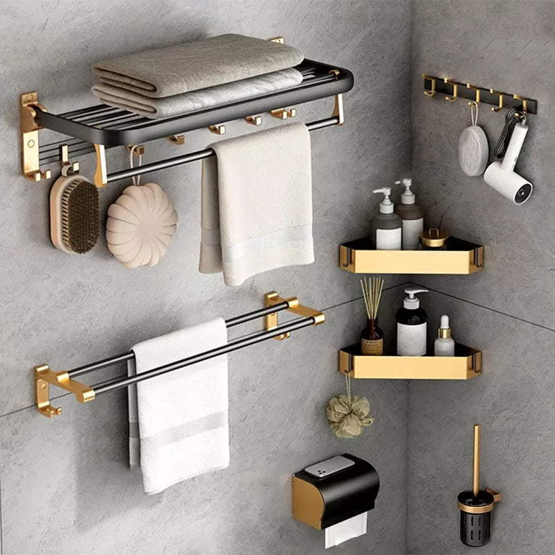 Modern Bathroom Accessory Kit Paper Holder Towel Bar Black Bath Hardware Set