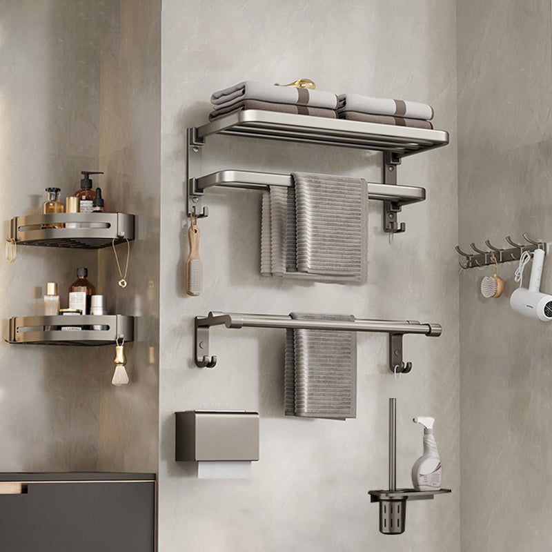 Modern Bath Hardware Set Grey Bath Shelf Paper Holder Bathroom Set