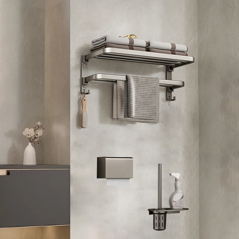 Modern Bath Hardware Set Grey Bath Shelf Paper Holder Bathroom Set