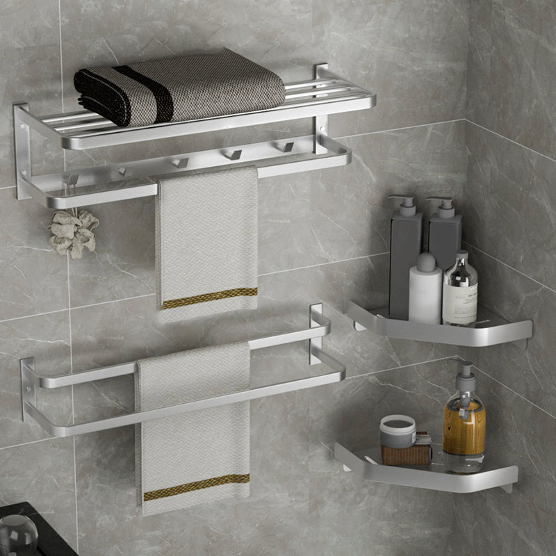 Modern Bath Hardware Set Silver Bath Shelf Towel Bar Bathroom Accessory Kit