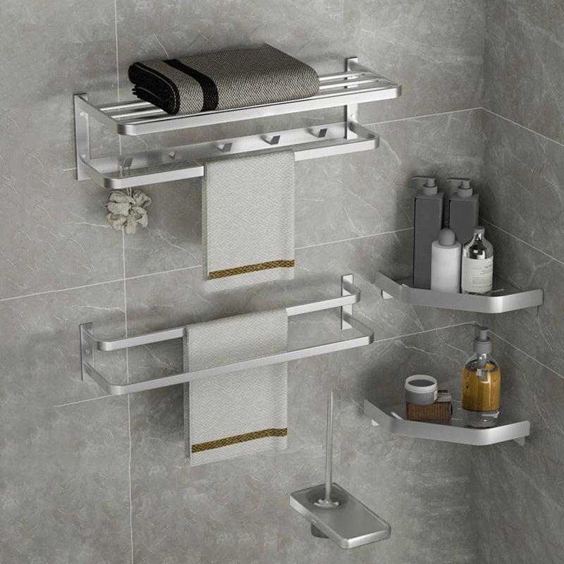 Modern Bath Hardware Set Silver Bath Shelf Towel Bar Bathroom Accessory Kit