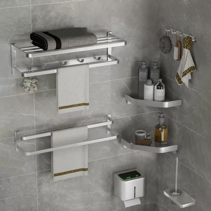 Modern Bath Hardware Set Silver Bath Shelf Towel Bar Bathroom Accessory Kit