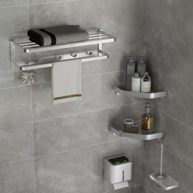 Modern Bath Hardware Set Silver Bath Shelf Towel Bar Bathroom Accessory Kit