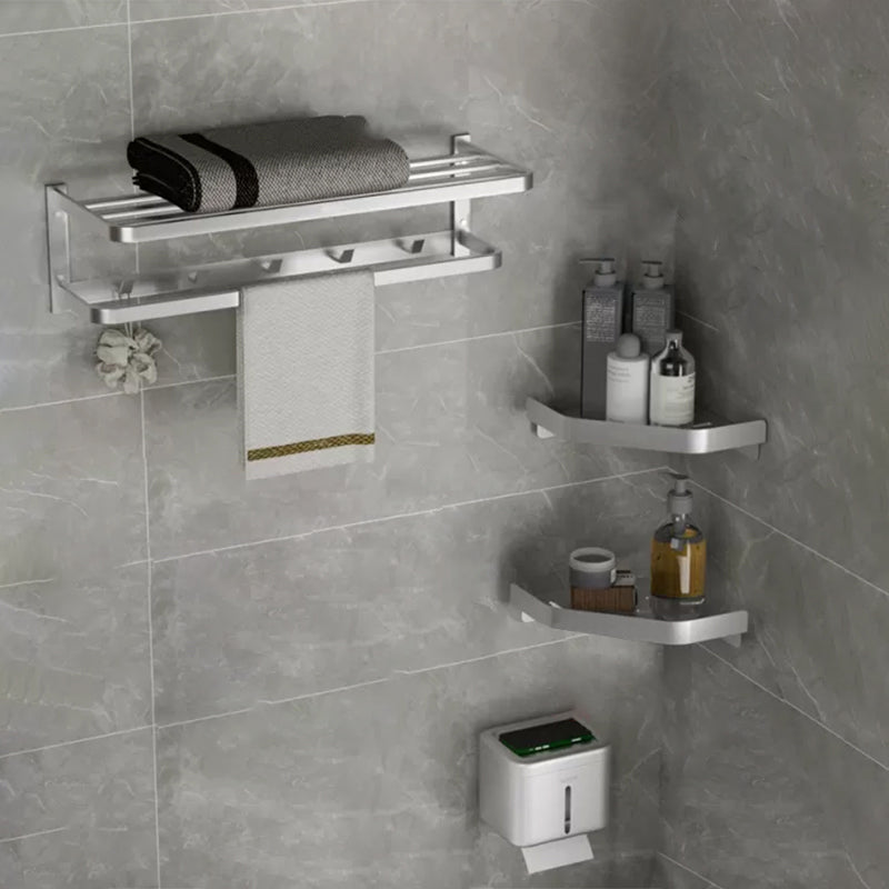 Modern Bath Hardware Set Silver Bath Shelf Towel Bar Bathroom Accessory Kit