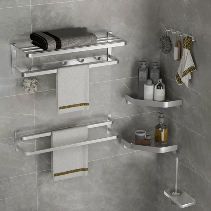 Modern Bath Hardware Set Silver Bath Shelf Towel Bar Bathroom Accessory Kit