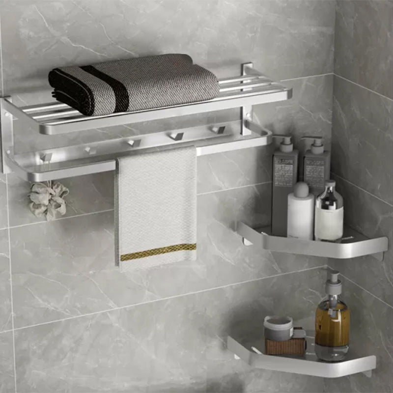 Modern Bath Hardware Set Silver Bath Shelf Towel Bar Bathroom Accessory Kit